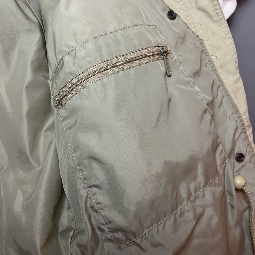 Eddie Bauer Womens M Khaki Utility Safari Jacket Hooded Field Coat Vintage Parka - Picture 9 of 12